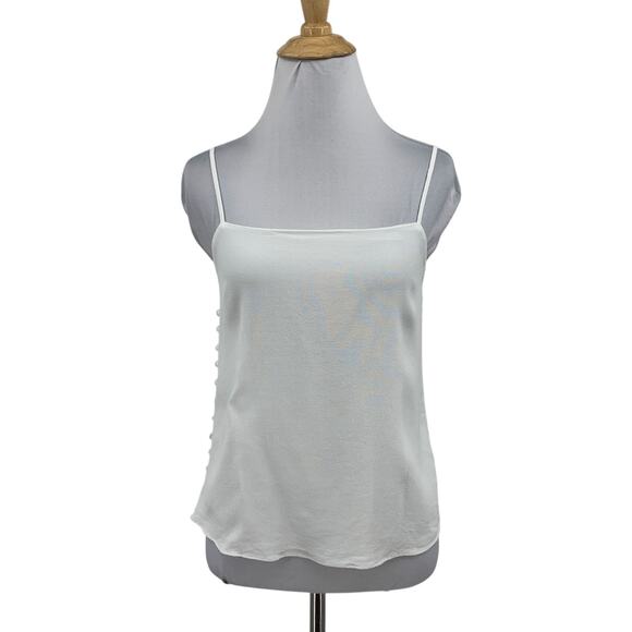 Joie Tank Top Womens XS Extra Small White Fabric Round Button Lined Camisoles - Picture 1 of 11
